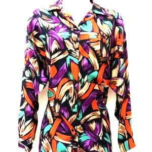 Vintage Phillip Lawrence Skirt Set Pull on Skirt with Blouse Women's Size 10